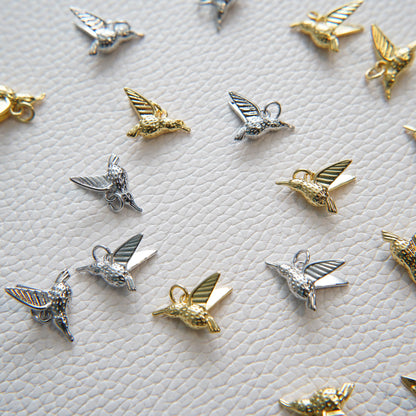 Gold Bird Charms,18K Gold Filled Bird Pendant,Silver Bird Charm Bracelet Necklace for DIY Jewelry Making Supply