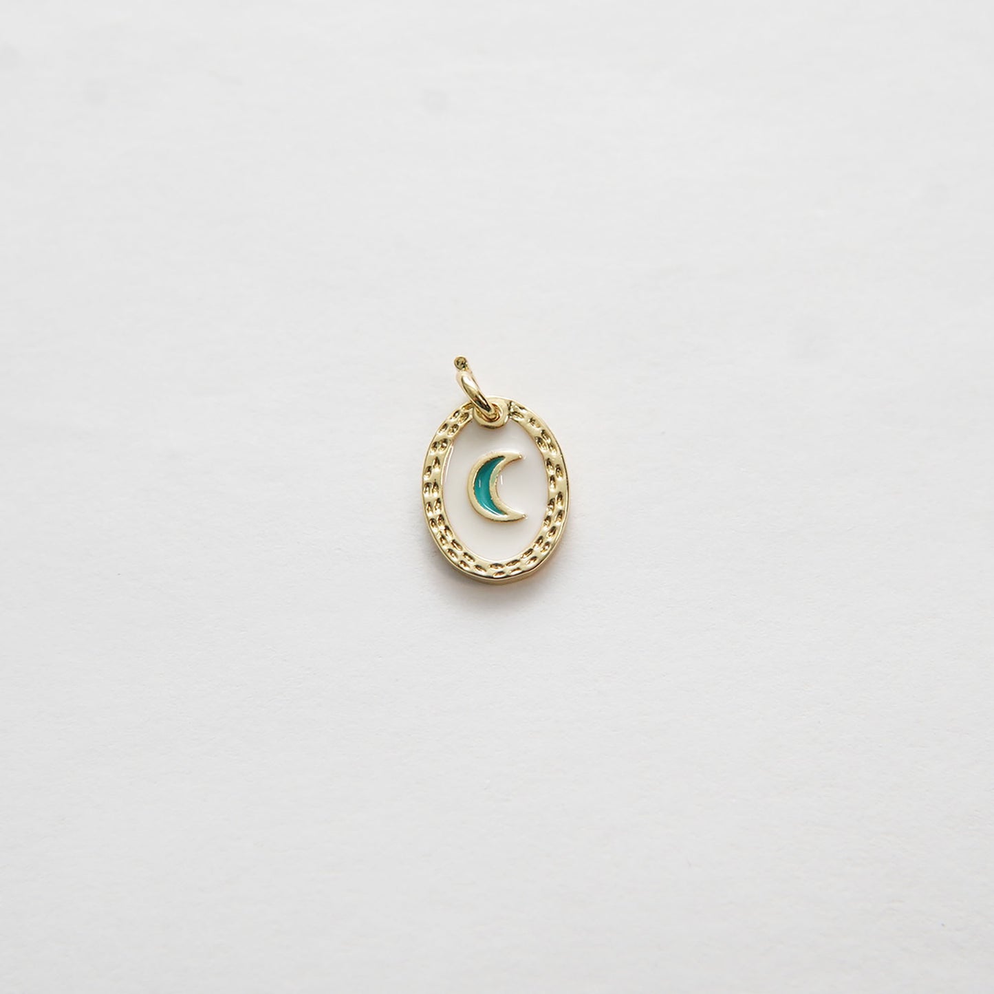 Gold Moon Charms,18K Gold Filled Oval Enamel Moon Pendant,Silver Moon Charm Bracelet Necklace for DIY Jewelry Making Supply