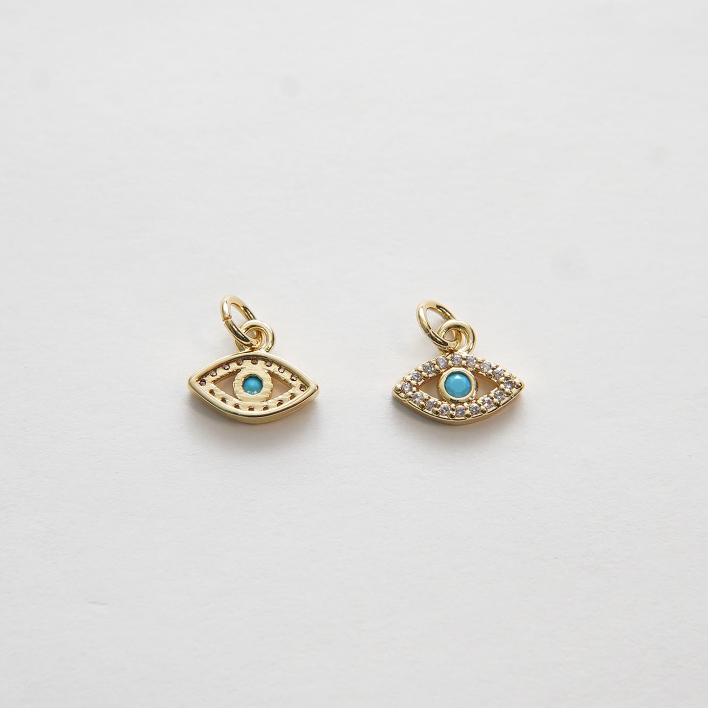 Gold Tiny Evil Eye Charms,18K Gold Filled Evil Eye Pendant,Silver Evil eye Charm Bracelet Necklace for DIY Jewelry Making Supply