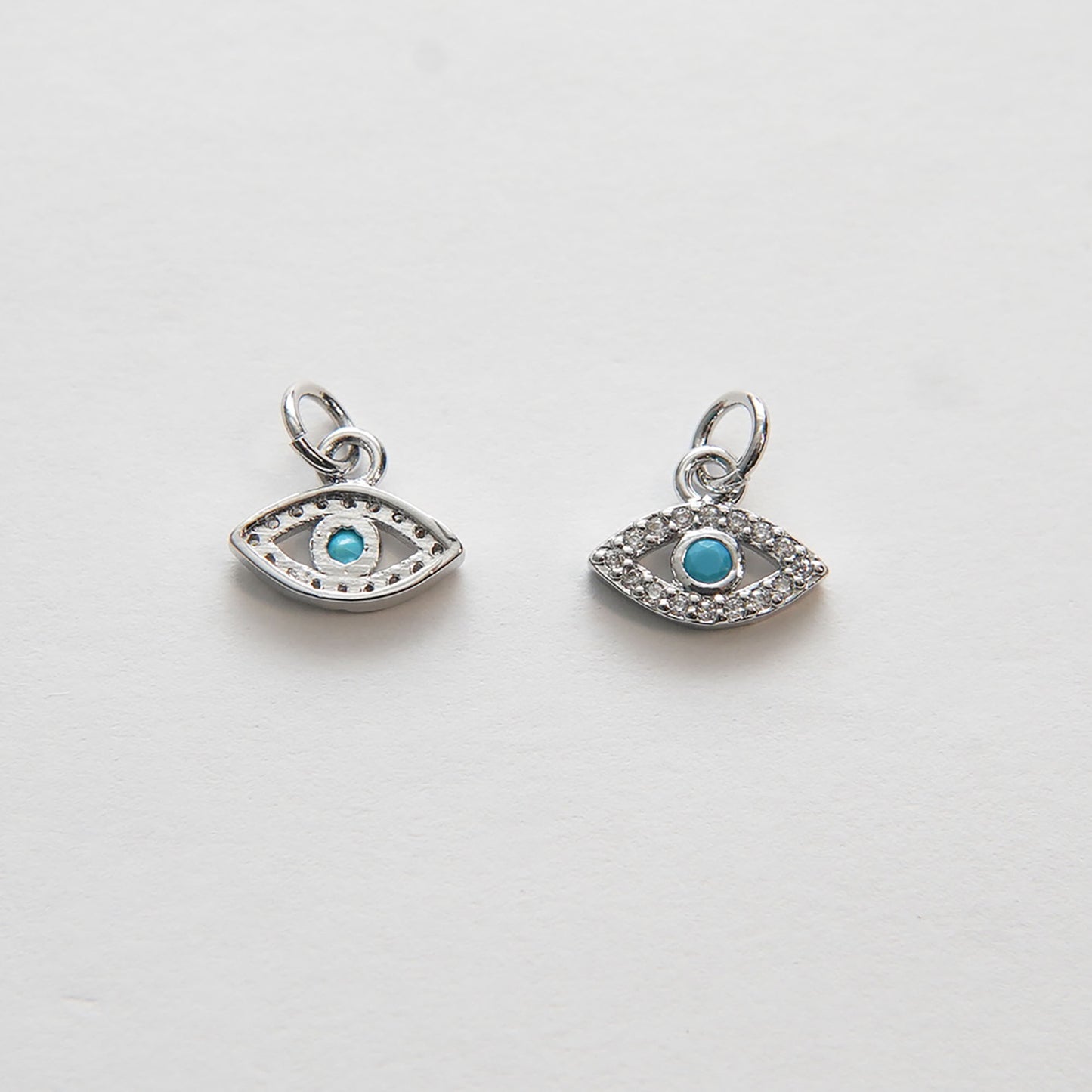 Gold Tiny Evil Eye Charms,18K Gold Filled Evil Eye Pendant,Silver Evil eye Charm Bracelet Necklace for DIY Jewelry Making Supply