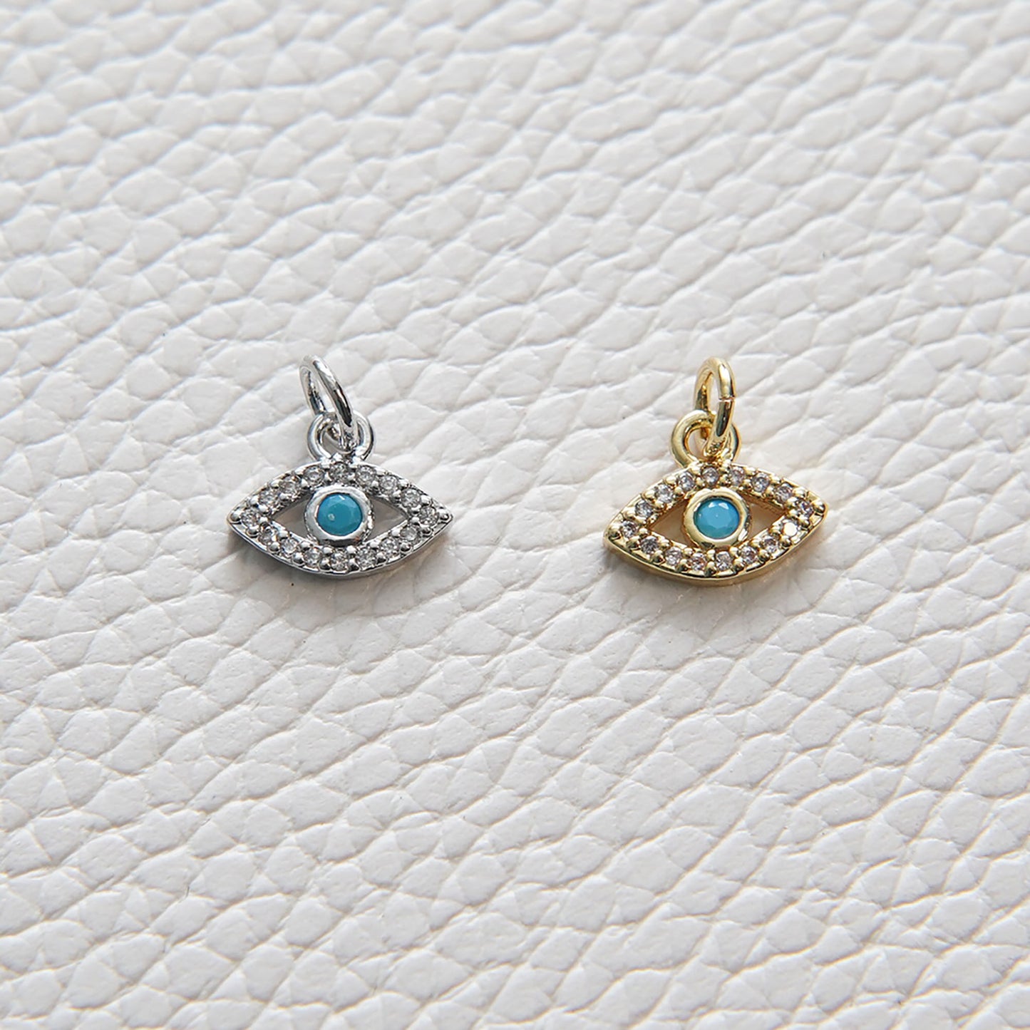 Gold Tiny Evil Eye Charms,18K Gold Filled Evil Eye Pendant,Silver Evil eye Charm Bracelet Necklace for DIY Jewelry Making Supply