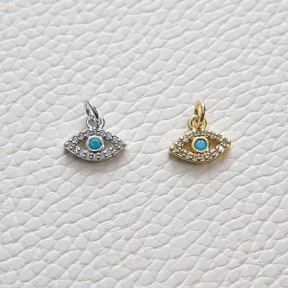 Gold Tiny Evil Eye Charms,18K Gold Filled Evil Eye Pendant,Silver Evil eye Charm Bracelet Necklace for DIY Jewelry Making Supply
