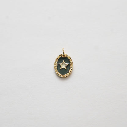 Gold Star Charms,18K Gold Filled Oval Enamel Star Pendant,Star Charm Bracelet Necklace for DIY Jewelry Making Supply