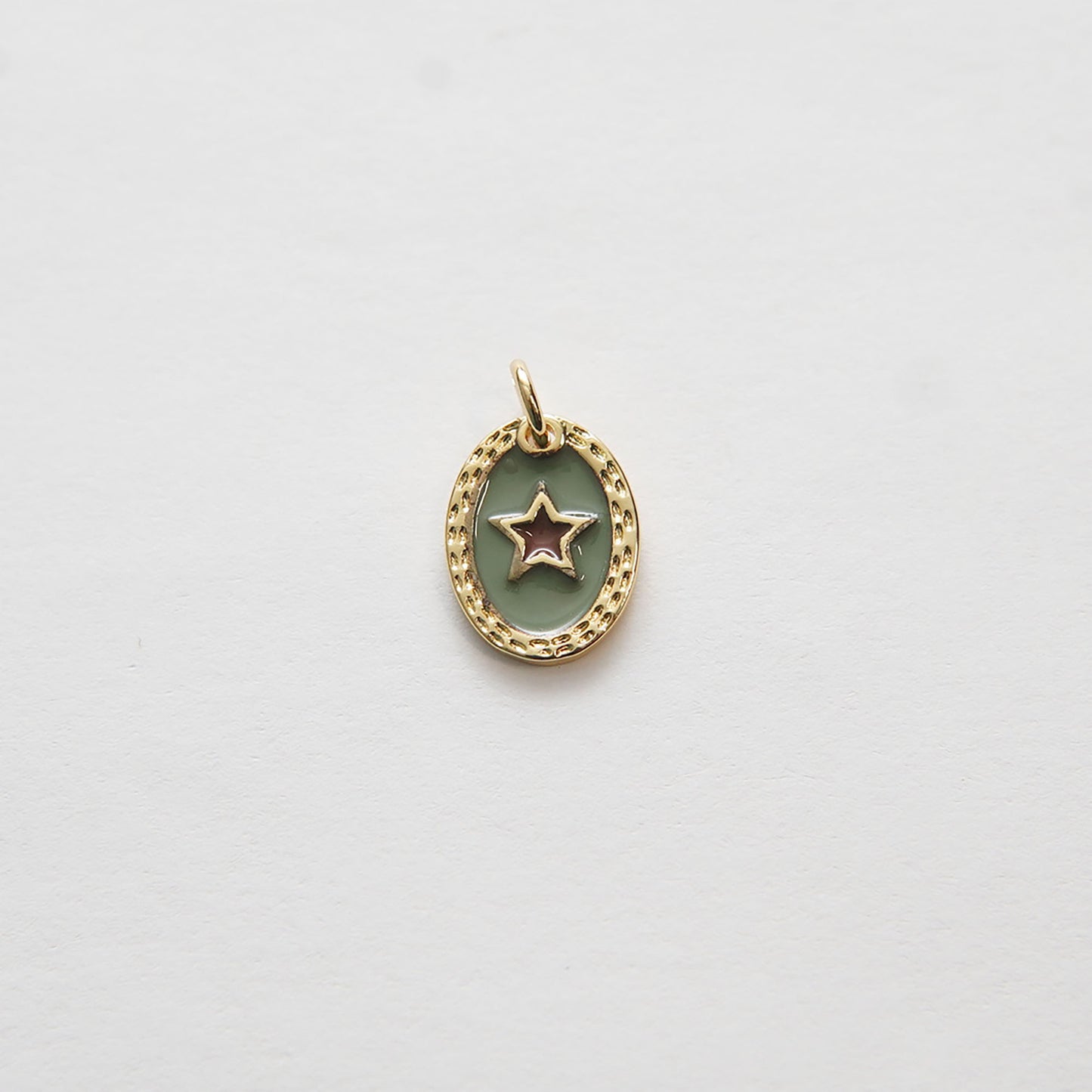 Gold Star Charms,18K Gold Filled Oval Enamel Star Pendant,Star Charm Bracelet Necklace for DIY Jewelry Making Supply