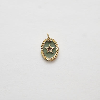 Gold Star Charms,18K Gold Filled Oval Enamel Star Pendant,Star Charm Bracelet Necklace for DIY Jewelry Making Supply
