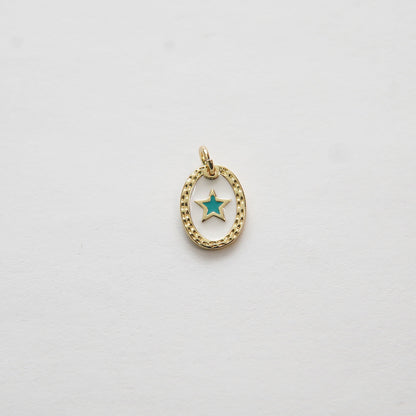 Gold Star Charms,18K Gold Filled Oval Enamel Star Pendant,Star Charm Bracelet Necklace for DIY Jewelry Making Supply