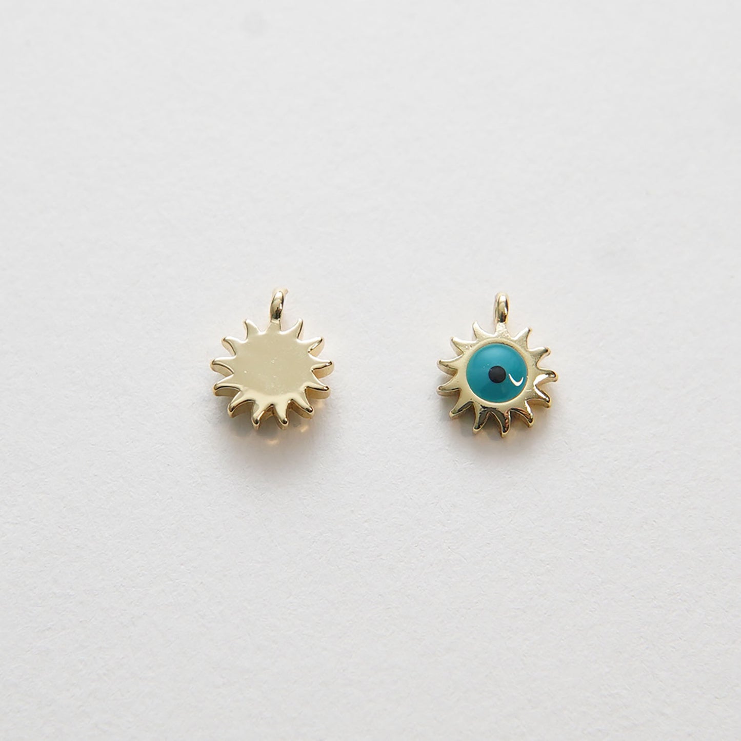 Gold Sun Charms,18K Gold Filled Sun Evil eye Pendant,evil eyey Charms Bracelet Necklace for DIY Jewelry Making Supply