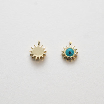 Gold Sun Charms,18K Gold Filled Sun Evil eye Pendant,evil eyey Charms Bracelet Necklace for DIY Jewelry Making Supply
