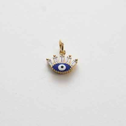 Gold Tiny Blue Evil Eye Charms,18K Gold Filled CZ Evil Eye Pendant,Evil eye Charm Bracelet Necklace for DIY Jewelry Making Supply