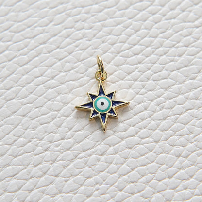 Gold Star Evil Eye Charms,18K Gold Filled Star Pendant, Evil Eye Charm Bracelet Necklace for DIY Jewelry Making Supply