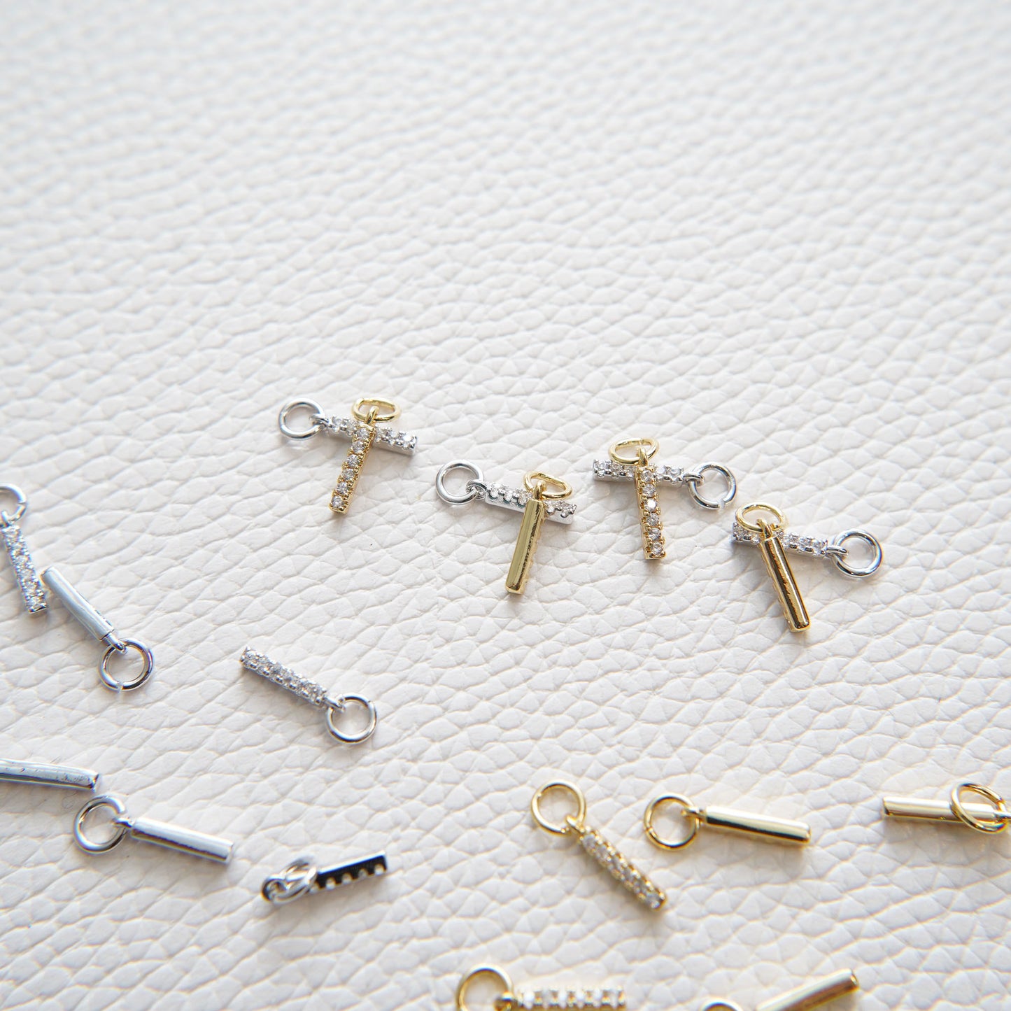 Gold Strip Charms,18K Gold Filled Bar Pendant,Geometry Silver Bar Charm Bracelet Necklace for DIY Jewelry Making Supply