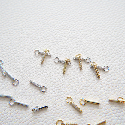 Gold Strip Charms,18K Gold Filled Bar Pendant,Geometry Silver Bar Charm Bracelet Necklace for DIY Jewelry Making Supply