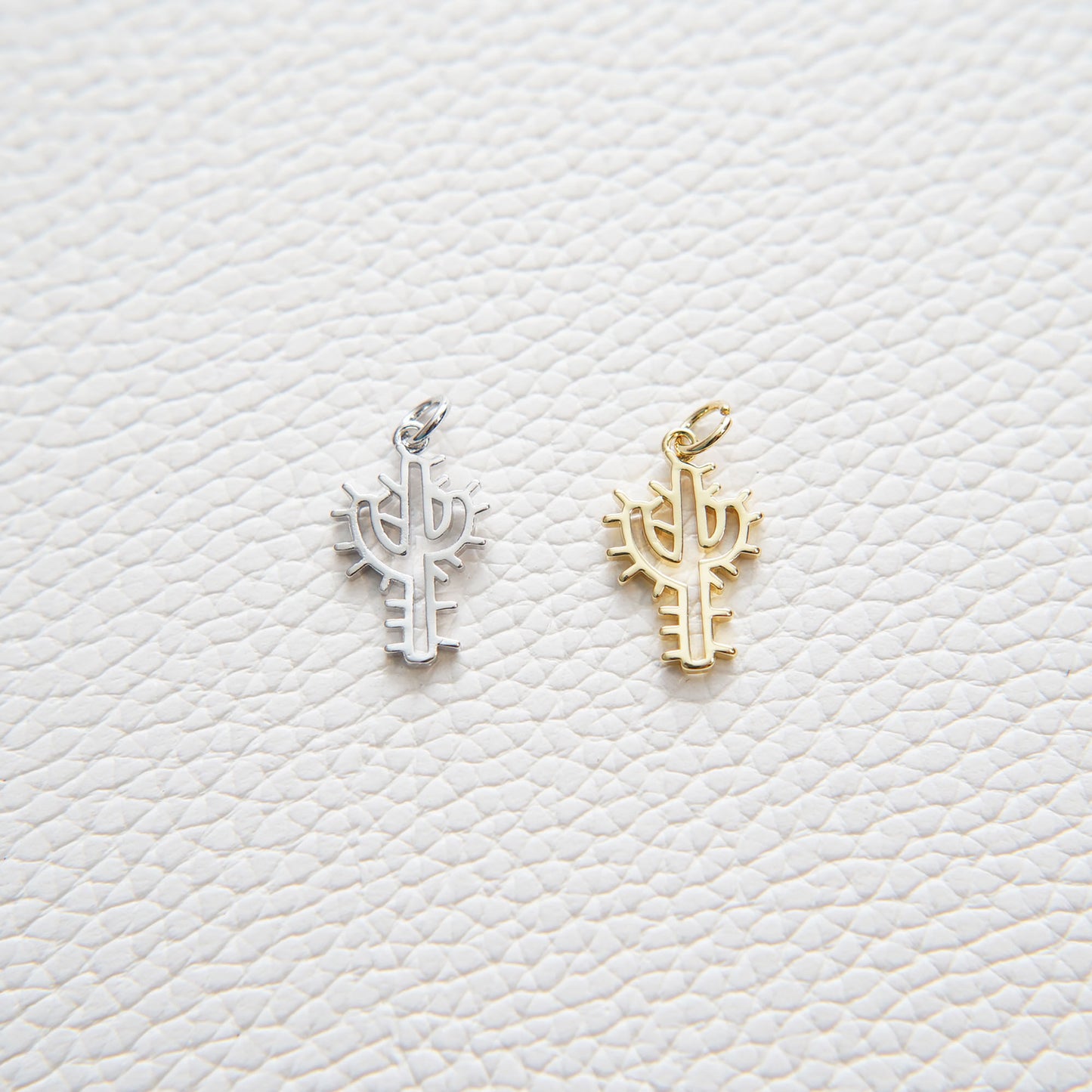 Gold Cactus Charms,18K Gold Filled Cactus Pendant,Silver Desert Charm Bracelet Necklace for DIY Jewelry Making Supply