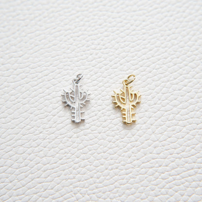 Gold Cactus Charms,18K Gold Filled Cactus Pendant,Silver Desert Charm Bracelet Necklace for DIY Jewelry Making Supply