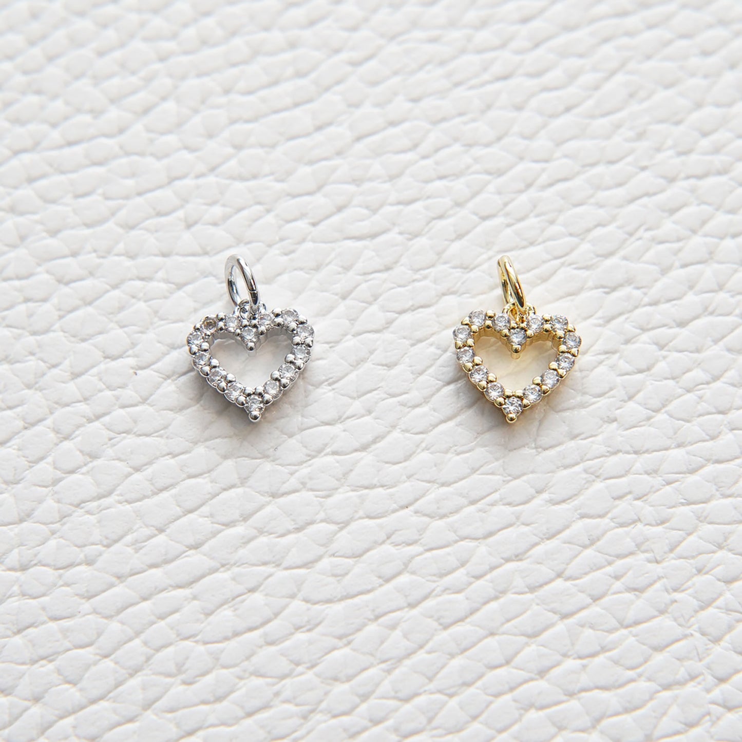 Gold Tiny Heart Charms,18K Gold Filled Heart Pendant,CZ Micro Pave Heart Charm Bracelet Necklace for DIY Jewelry Making Supply