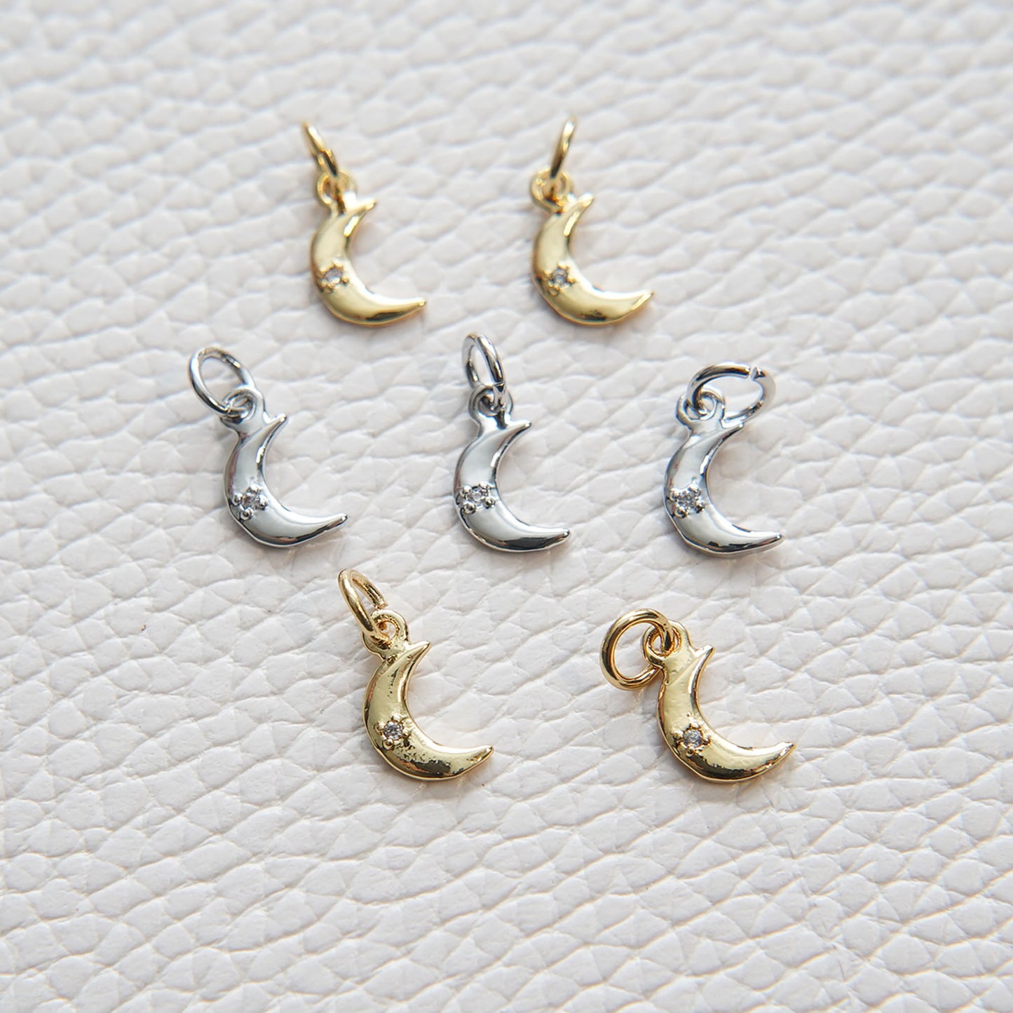 Gold Moon Charms,18K Gold Filled Moon Pendant,CZ Micro Pave Celestial Charm Bracelet Necklace for DIY Jewelry Making Supply