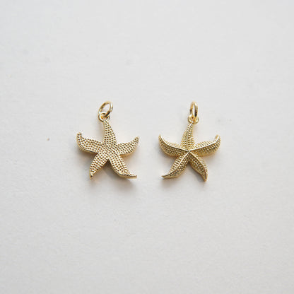 Gold Starfish Charms,18K Gold Filled Sea star Pendant,Starfish Charm Bracelet Necklace for DIY Jewelry Making Supply
