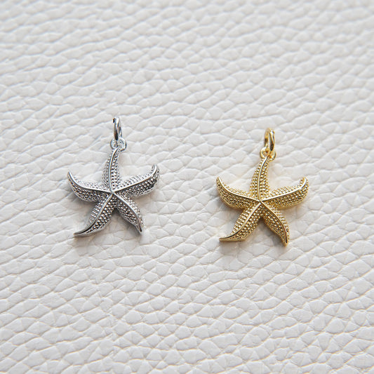 Gold Starfish Charms,18K Gold Filled Sea star Pendant,Starfish Charm Bracelet Necklace for DIY Jewelry Making Supply