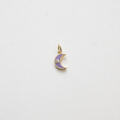 Gold Moon Charms,18K Gold Filled Enamel Moon Pendant,Celestial Charm Bracelet Necklace for DIY Jewelry Making Supply