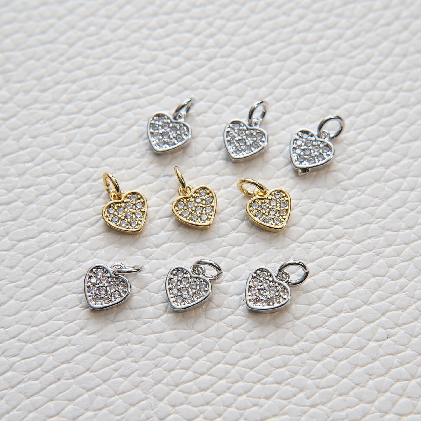 Gold Tiny Heart Charms,18K Gold Filled Heart Pendant,CZ Micro Pave Heart Charm Bracelet Necklace for DIY Jewelry Making Supply