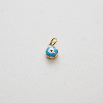 Gold Tiny Blue Evil Eye Charms,18K Gold Filled Evil Eye Pendant,Evil Eye Protect Charm Bracelet Necklace for DIY Jewelry Making Supply 7mm