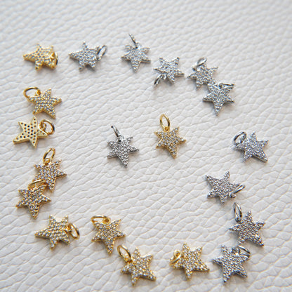 Gold Star Charms,18K Gold Filled Star Pendant,Silver Star Charm Bracelet Necklace for DIY Jewelry Making Supply