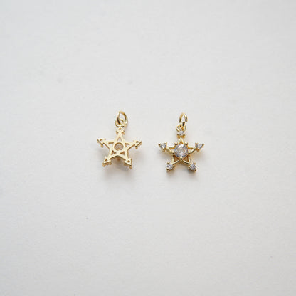 Gold Star Charms,18K Gold Filled CZ Micro Pave Star Pendant,Silver Star Charm Bracelet Necklace for DIY Jewelry Making Supply