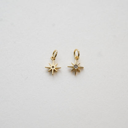 Gold Star Charms,18K Gold Filled Starburst Pendant,North Star Charm Bracelet Necklace for DIY Jewelry Making Supply