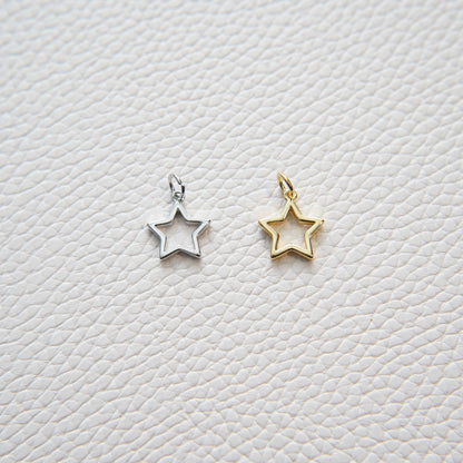 Gold Star Charms,18K Gold Filled Star Pendant,Silver Star Charm Bracelet Necklace for DIY Jewelry Making Supply