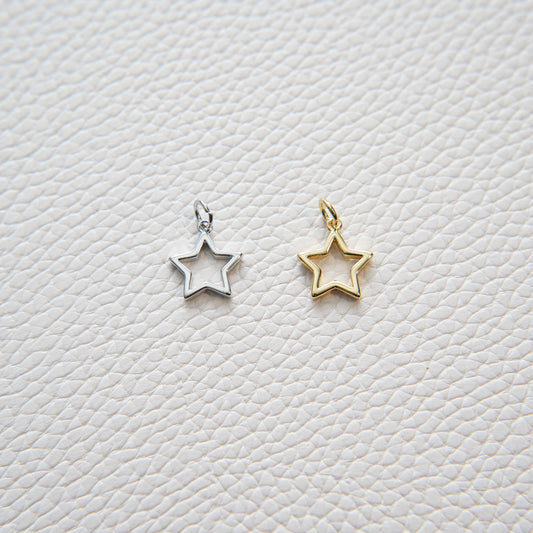 Gold Star Charms,18K Gold Filled Star Pendant,Silver Star Charm Bracelet Necklace for DIY Jewelry Making Supply