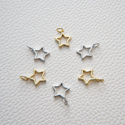 Gold Star Charms,18K Gold Filled Star Pendant,Silver Star Charm Bracelet Necklace for DIY Jewelry Making Supply