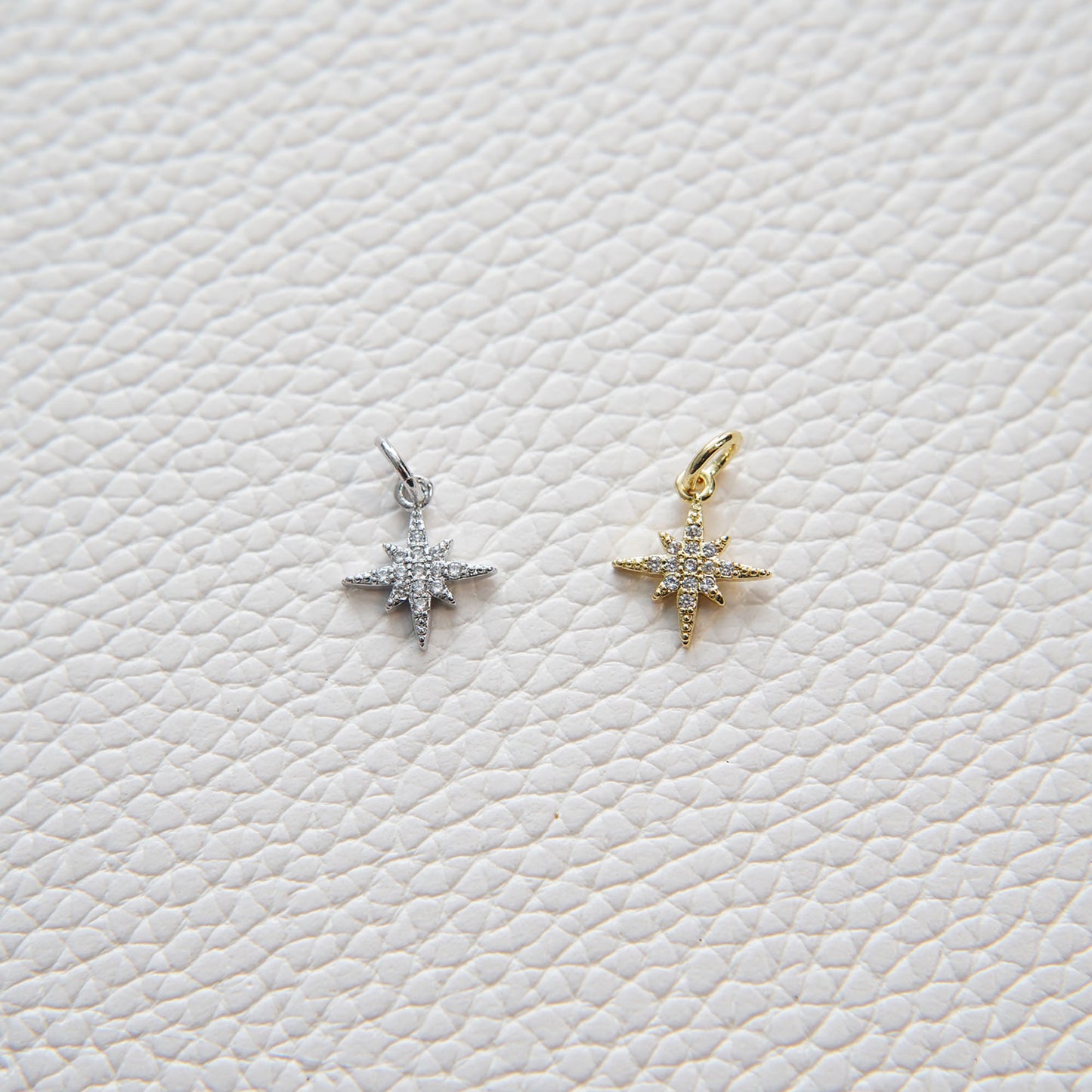 Gold Star Charms,18K Gold Filled Starburst Pendant,North Star Charm Bracelet Necklace for DIY Jewelry Making Supply