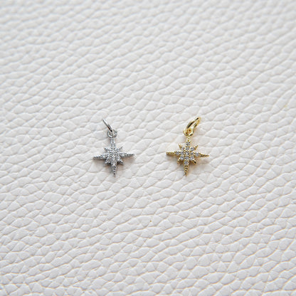 Gold Star Charms,18K Gold Filled Starburst Pendant,North Star Charm Bracelet Necklace for DIY Jewelry Making Supply