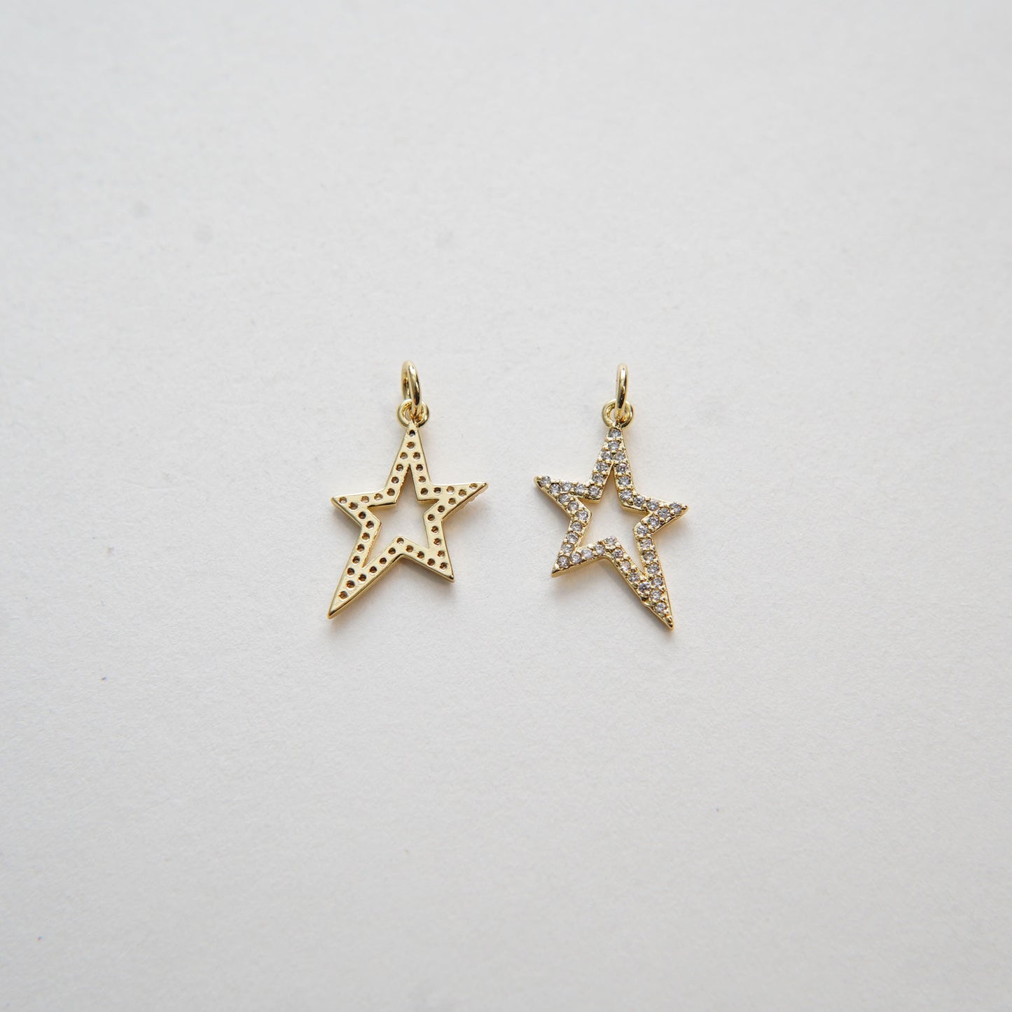 Gold Star Charms,18K Gold Filled CZ Micro Pave Star Pendant,Silver Star Charm Bracelet Necklace for DIY Jewelry Making Supply