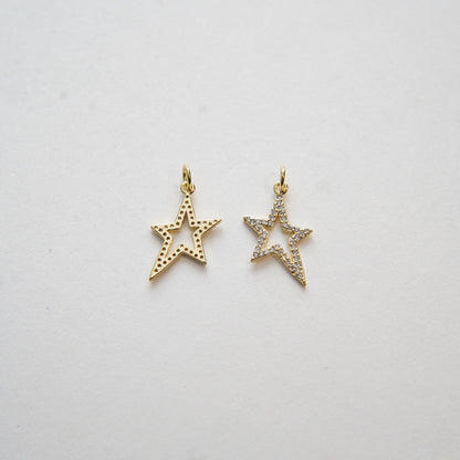 Gold Star Charms,18K Gold Filled CZ Micro Pave Star Pendant,Silver Star Charm Bracelet Necklace for DIY Jewelry Making Supply