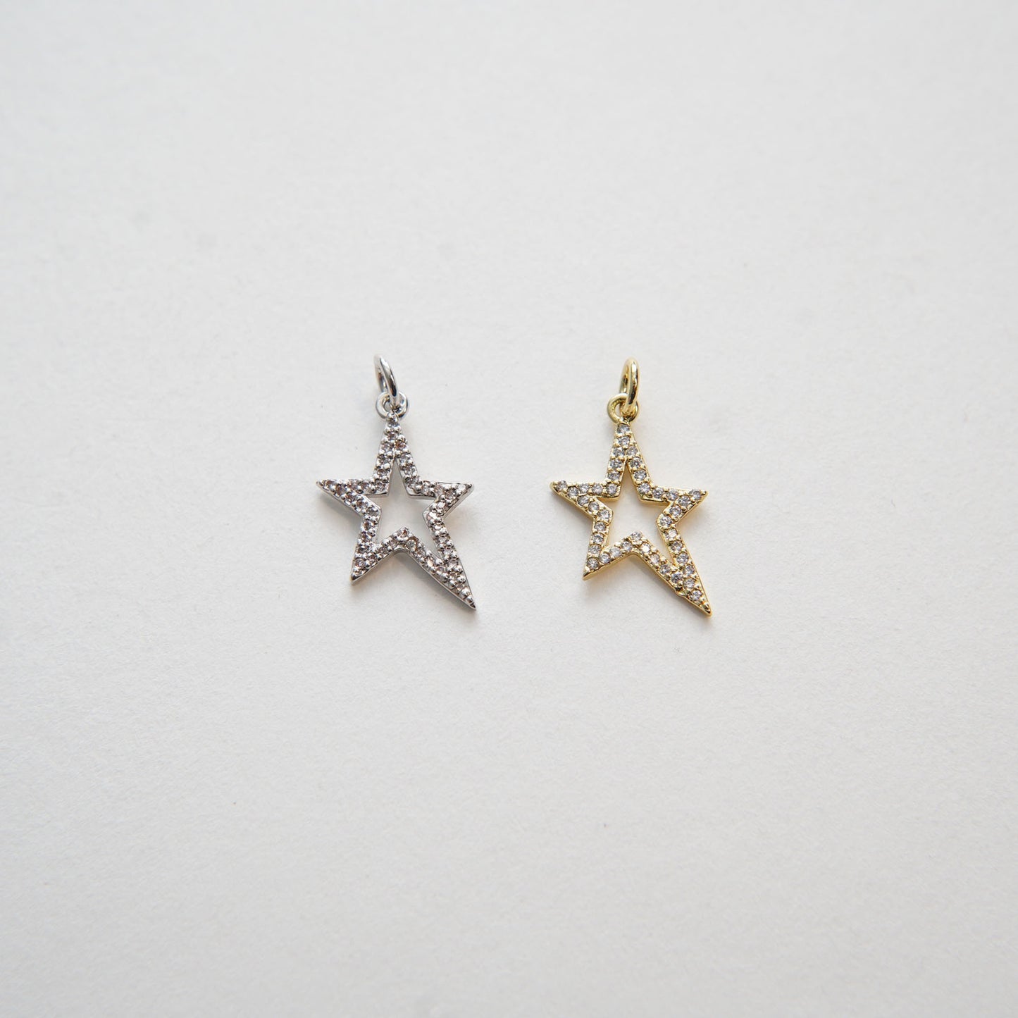 Gold Star Charms,18K Gold Filled CZ Micro Pave Star Pendant,Silver Star Charm Bracelet Necklace for DIY Jewelry Making Supply