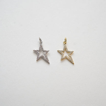 Gold Star Charms,18K Gold Filled CZ Micro Pave Star Pendant,Silver Star Charm Bracelet Necklace for DIY Jewelry Making Supply