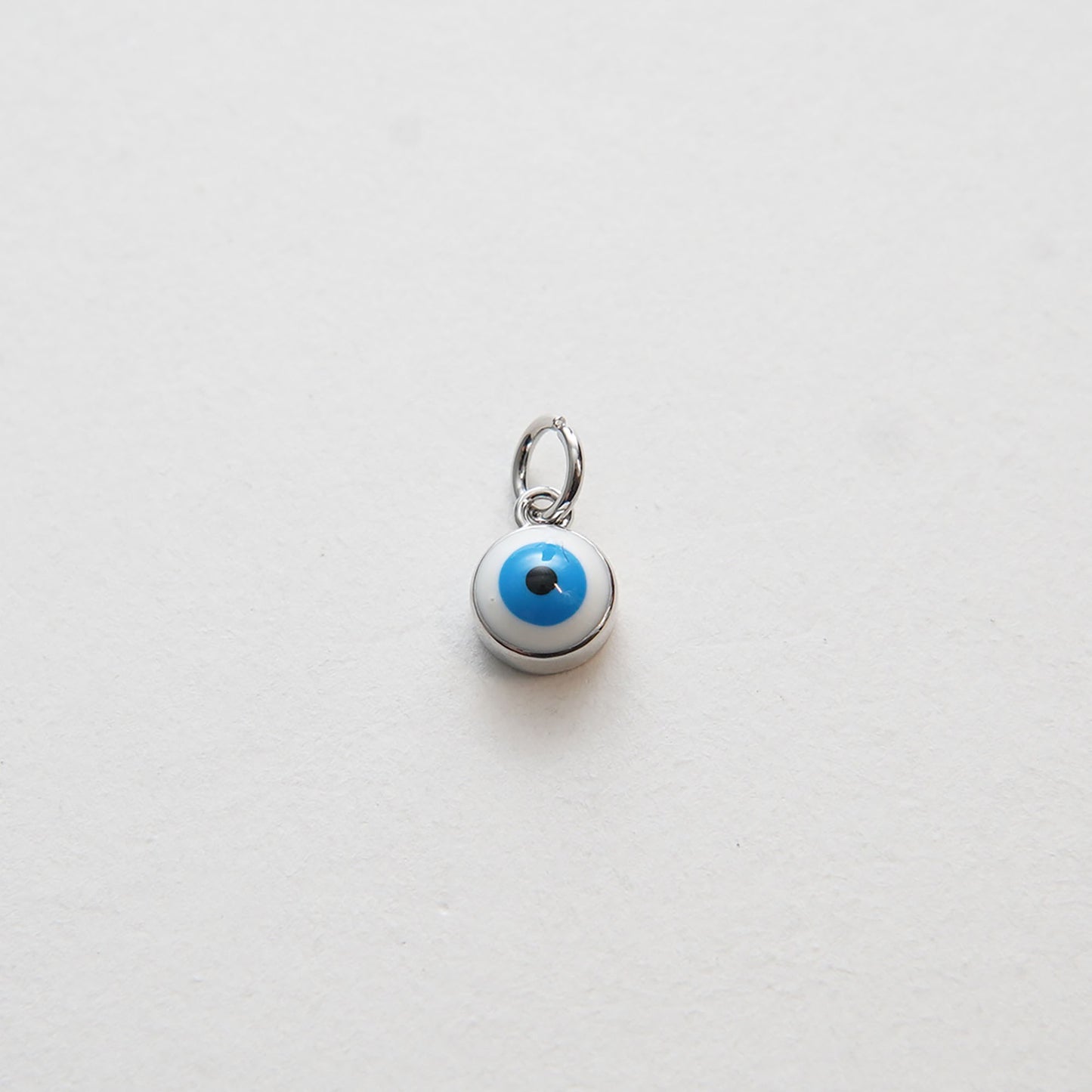 Silver Tiny Blue Evil Eye Charms,18K Gold Filled Evil Eye Pendant,Evil Eye Protect Charm Bracelet Necklace for DIY Jewelry Making Supply 7mm