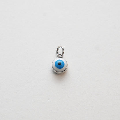 Silver Tiny Blue Evil Eye Charms,18K Gold Filled Evil Eye Pendant,Evil Eye Protect Charm Bracelet Necklace for DIY Jewelry Making Supply 7mm