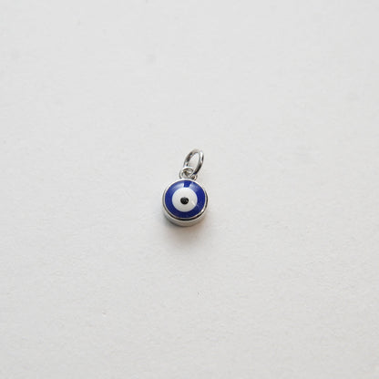 Silver Tiny Blue Evil Eye Charms,18K Gold Filled Evil Eye Pendant,Evil Eye Protect Charm Bracelet Necklace for DIY Jewelry Making Supply 7mm