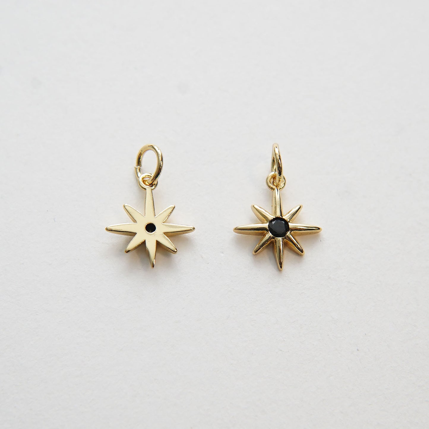 Gold Star Charms,18K Gold Filled Starburst Pendant,North Star Charm Bracelet Necklace for DIY Jewelry Making Supply