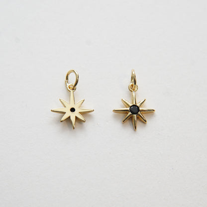 Gold Star Charms,18K Gold Filled Starburst Pendant,North Star Charm Bracelet Necklace for DIY Jewelry Making Supply