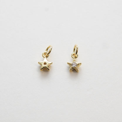 Gold Star Charms,18K Gold Filled CZ Micro Pave Star Pendant,Silver Star Charm Bracelet Necklace for DIY Jewelry Making Supply