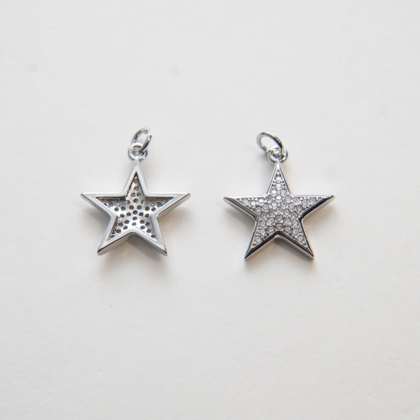 Gold Star Charms,18K Gold Filled CZ Micro Pave Star Pendant,Silver Star Charm Bracelet Necklace for DIY Jewelry Making Supply