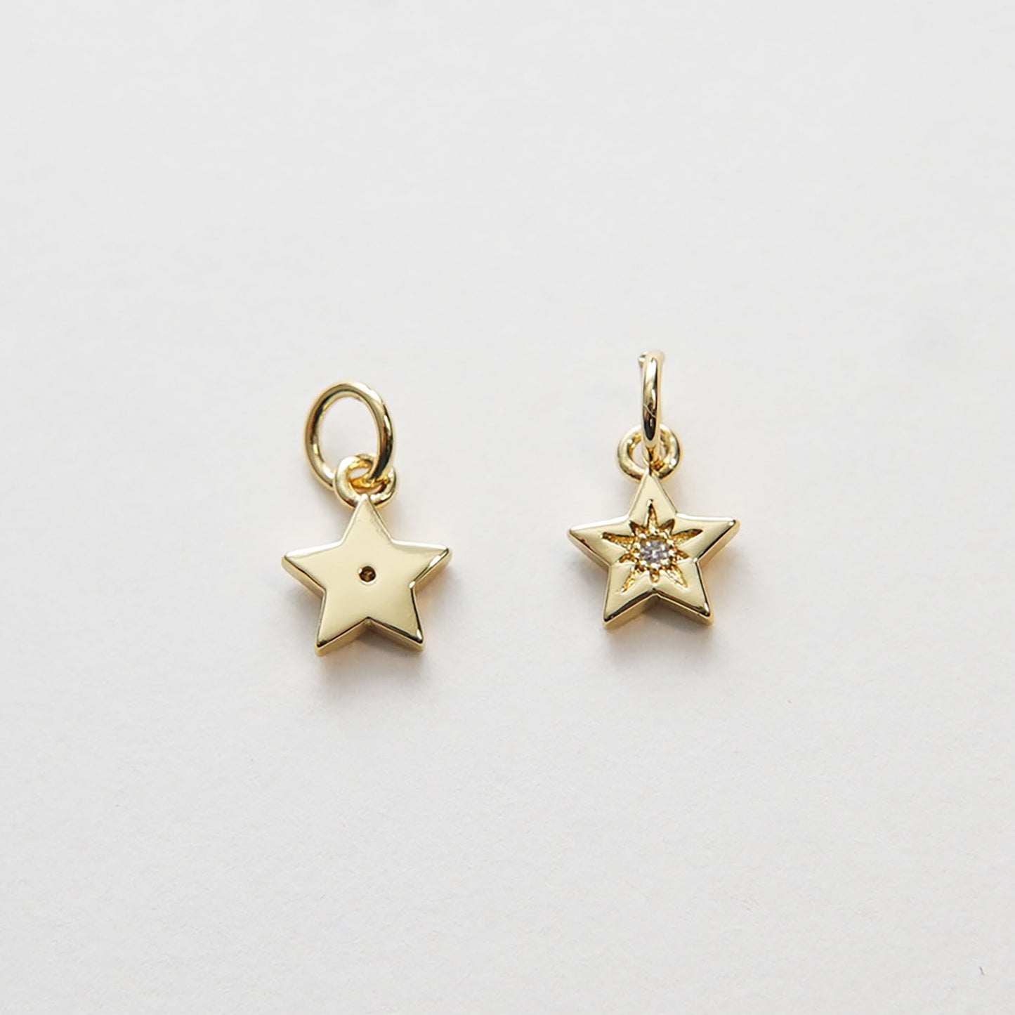 Gold Star Charms,18K Gold Filled CZ Micro Pave Star Pendant,Silver Star Charm Bracelet Necklace for DIY Jewelry Making Supply