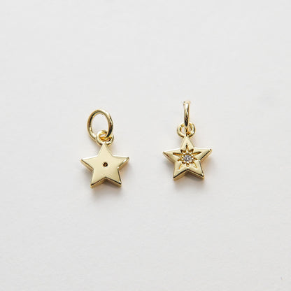 Gold Star Charms,18K Gold Filled CZ Micro Pave Star Pendant,Silver Star Charm Bracelet Necklace for DIY Jewelry Making Supply