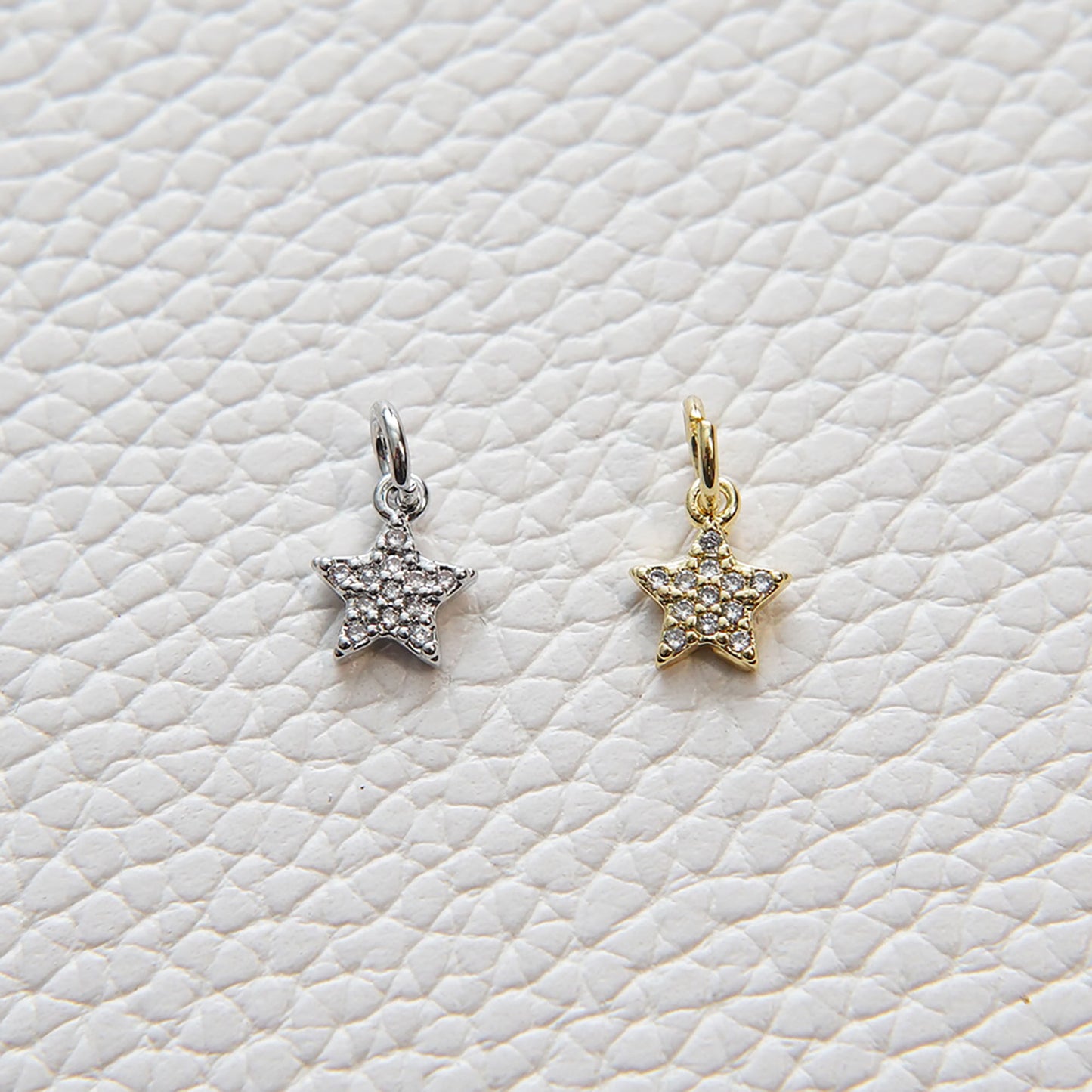 Gold Star Charms,18K Gold Filled CZ Micro Pave Star Pendant,Tiny Star Charm Bracelet Necklace for DIY Jewelry Making Supply