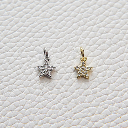 Gold Star Charms,18K Gold Filled CZ Micro Pave Star Pendant,Tiny Star Charm Bracelet Necklace for DIY Jewelry Making Supply