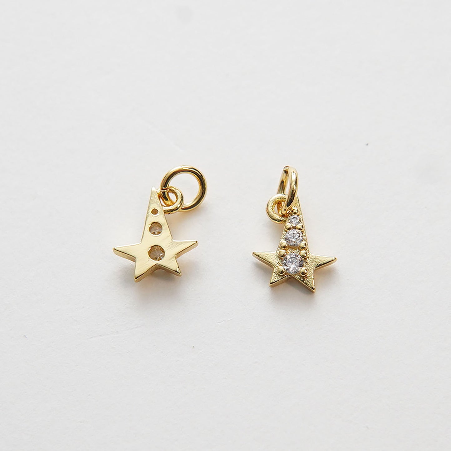 Gold Star Charms,18K Gold Filled CZ Micro Pave Star Pendant,Tiny Star Charm Bracelet Necklace for DIY Jewelry Making Supply