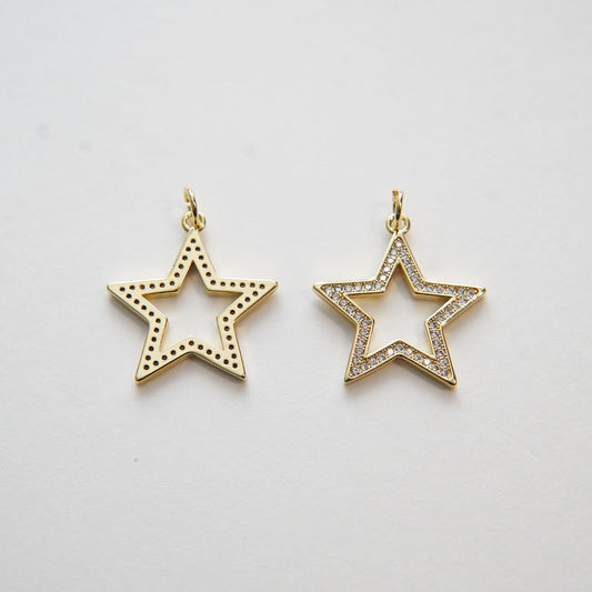 Gold Star Charms,18K Gold Filled CZ Micro Pave Star Pendant,Star Charm Bracelet Necklace for DIY Jewelry Making Supply